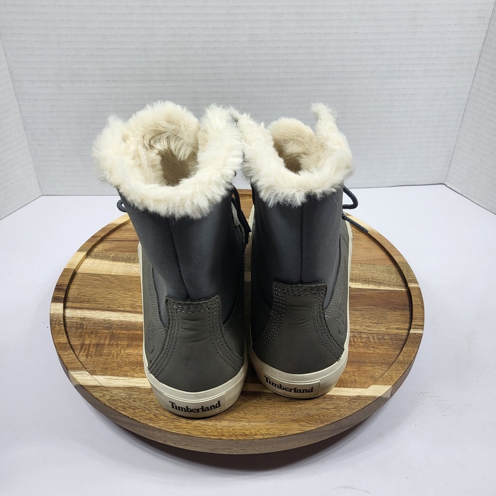 Timberland Women's Skyla Bay A2J7X Grey Faux Fur Fold Down Sneaker Boots Size‎ 6 - Picture 5 of 12
